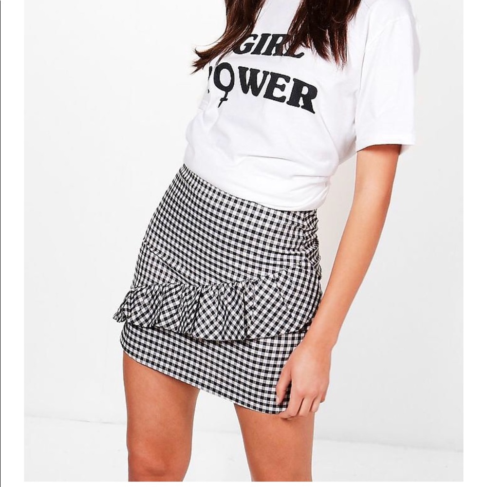 Black and white checkered skirt